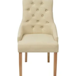 Stoelen*vidaXL Eetkamerstoelen 2 st stof crèmekleurig Crème