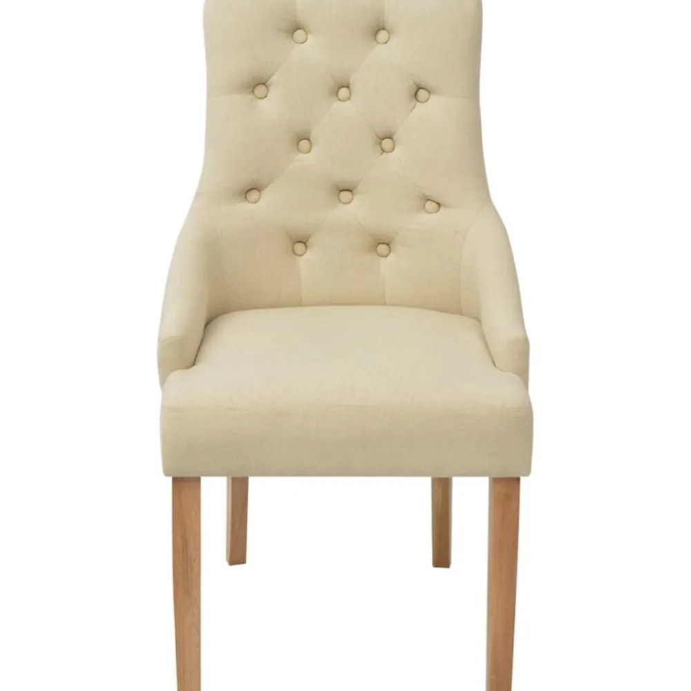 Stoelen*vidaXL Eetkamerstoelen 2 st stof crèmekleurig Crème