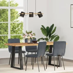 Stoelen*vidaXL Eetkamerstoelen 4 st fluweel Donkergrijs