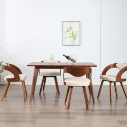 Eetkamerstoelen 4 st gebogen hout en kunstleer crèmekleurig>vidaXL Outlet