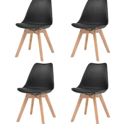 Stoelen*vidaXL Eetkamerstoelen 4 st kunststof Zwart