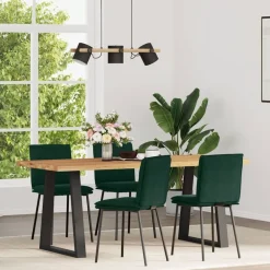 Stoelen*vidaXL Eetkamerstoelen 4 st fluweel Donkergroen