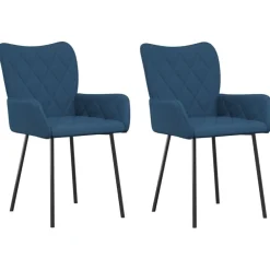 Stoelen*vidaXL Eetkamerstoelen 2 st stof Blauw