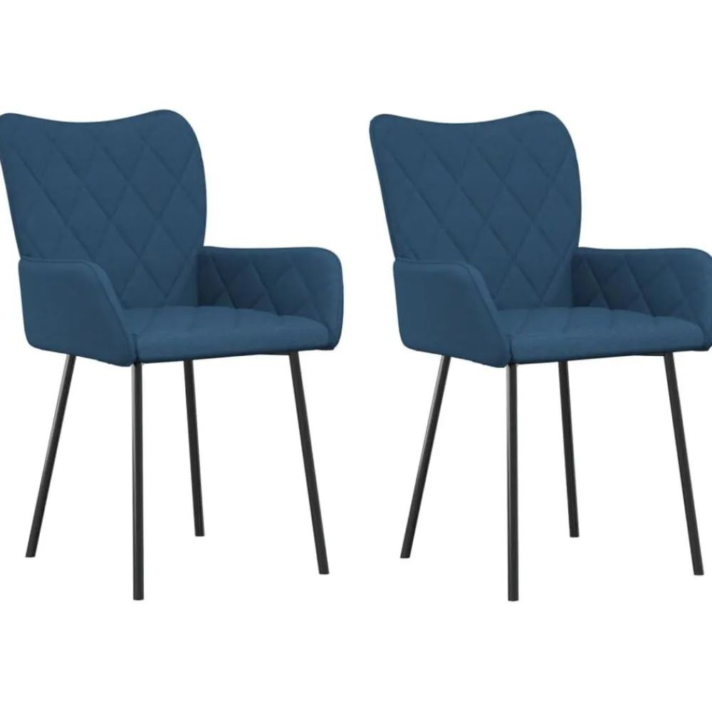 Stoelen*vidaXL Eetkamerstoelen 2 st stof Blauw