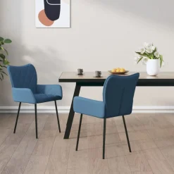 Stoelen*vidaXL Eetkamerstoelen 2 st stof Blauw