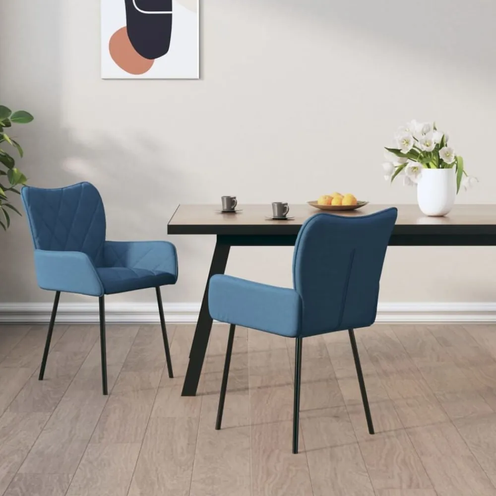 Stoelen*vidaXL Eetkamerstoelen 2 st stof Blauw