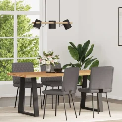 Stoelen*vidaXL Eetkamerstoelen 4 st kunstleer Grijs