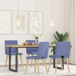 Stoelen*vidaXL Eetkamerstoelen 4 st stof Jeansblauw