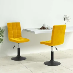Stoelen*vidaXL Eetkamerstoelen draaibaar 2 st fluweel Mosterdgeel