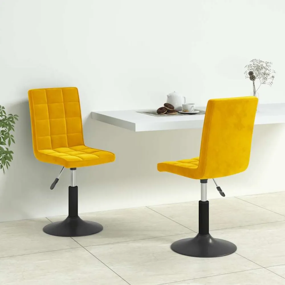 Stoelen*vidaXL Eetkamerstoelen draaibaar 2 st fluweel Mosterdgeel