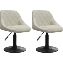 Stoelen*vidaXL Eetkamerstoelen draaibaar 2 st fluweel crèmekleurig Cr&egrave;me