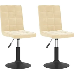 Stoelen*vidaXL Eetkamerstoelen draaibaar 2 st fluweel crèmekleurig Cr&egrave;me