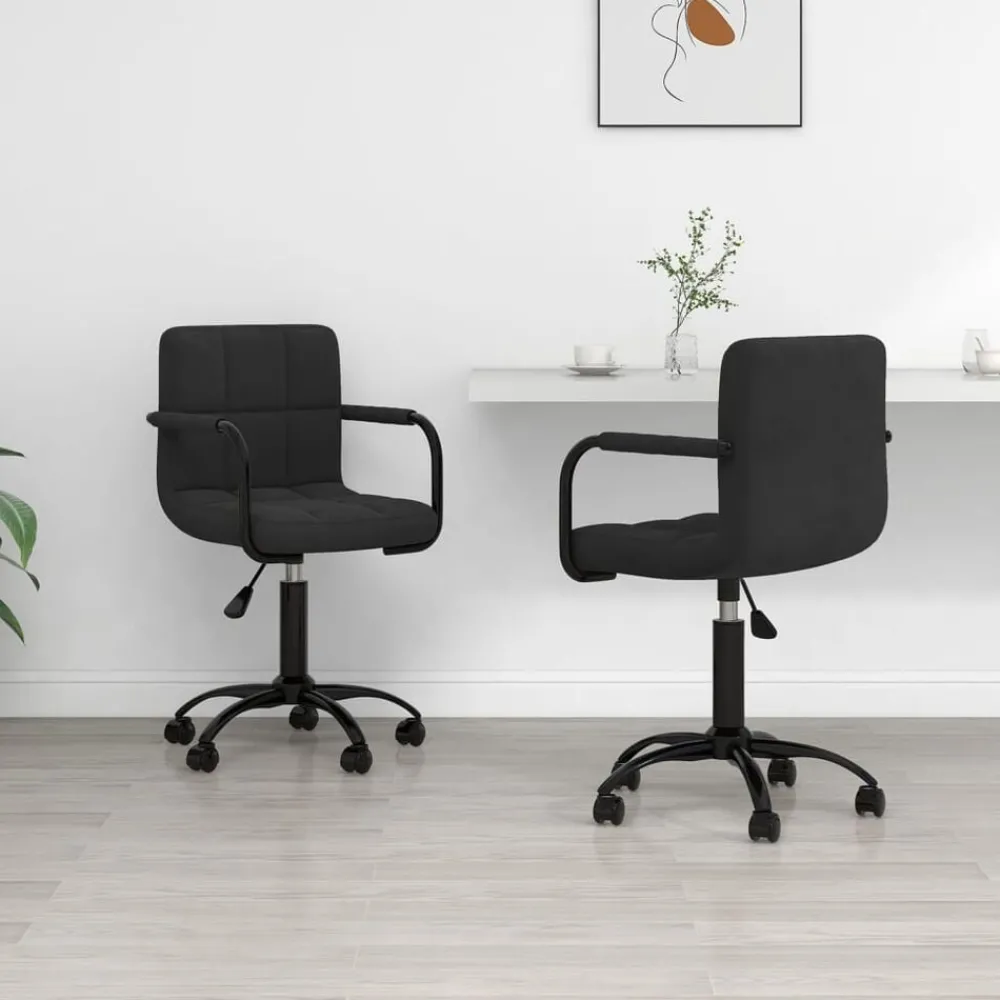 Stoelen*vidaXL Eetkamerstoelen draaibaar 2 st fluweel Zwart