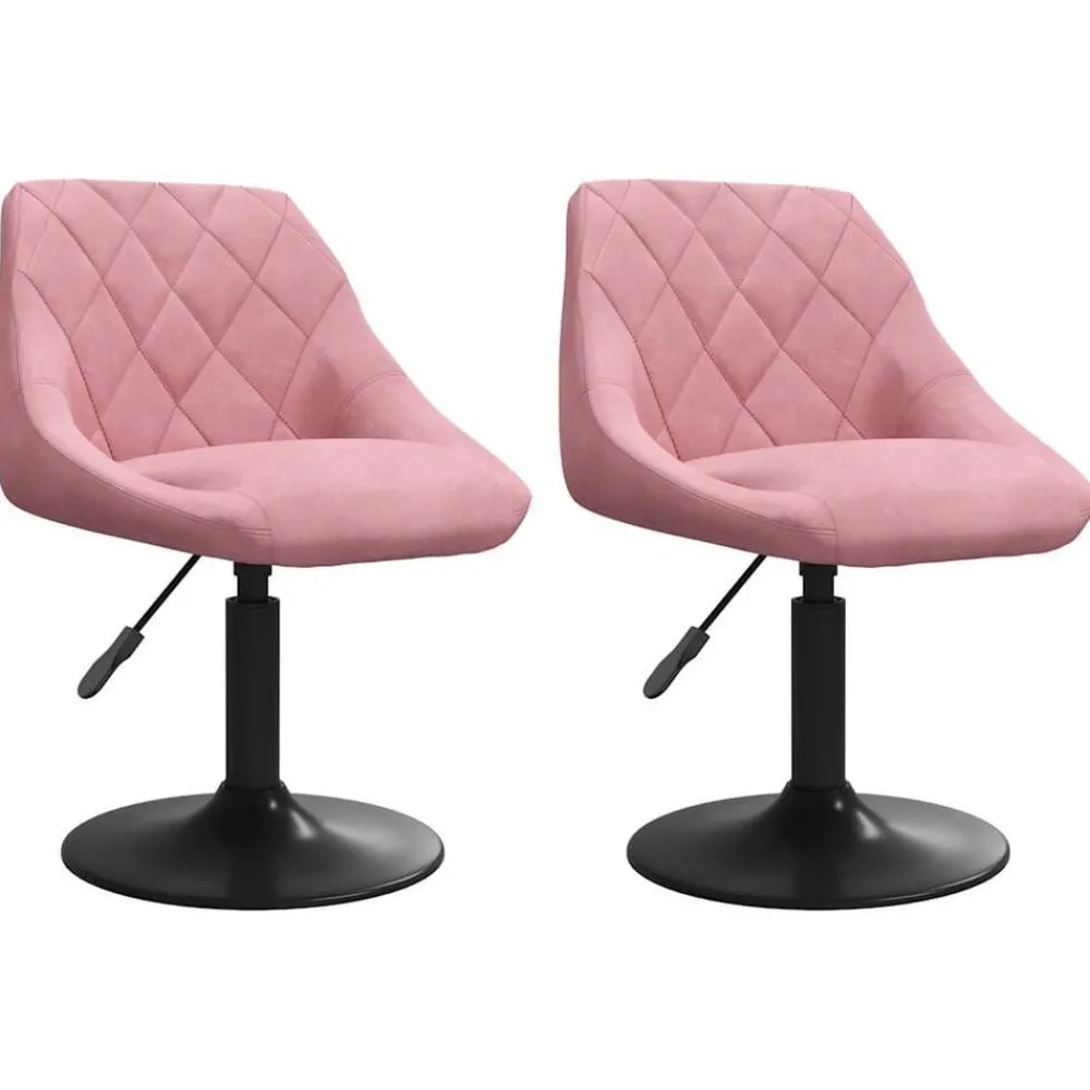 Stoelen*vidaXL Eetkamerstoelen draaibaar 2 st fluweel Roze