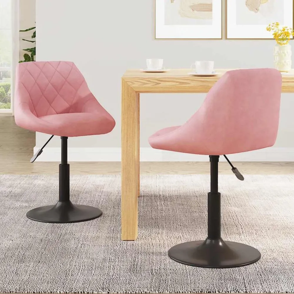 Stoelen*vidaXL Eetkamerstoelen draaibaar 2 st fluweel Roze