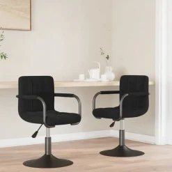 Stoelen*vidaXL Eetkamerstoelen draaibaar 2 st fluweel Zwart