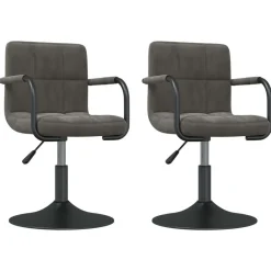 Stoelen*vidaXL Eetkamerstoelen draaibaar 2 st fluweel Donkergrijs