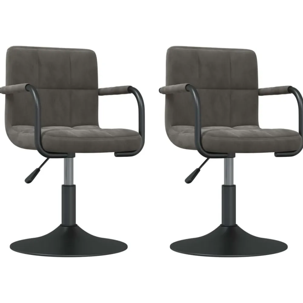 Stoelen*vidaXL Eetkamerstoelen draaibaar 2 st fluweel Donkergrijs