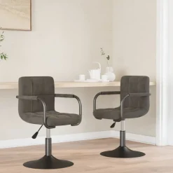 Stoelen*vidaXL Eetkamerstoelen draaibaar 2 st fluweel Donkergrijs