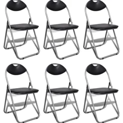 Eetkamerstoelen inklapbaar 6 st kunstleer en staal zwart>vidaXL Clearance