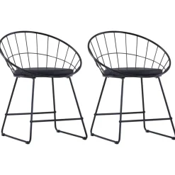 Eetkamerstoelen met kunstleren zittingen 2 st staal zwart>vidaXL Discount