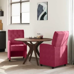 Stoelen*vidaXL Eetkamerstoelen met Wieltjes 2 pcs 58 x 67 x 97 cm Wijnrood