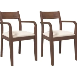 Eetkamerstoelen met kussens 2 st massief hout rubber bruin>vidaXL Sale