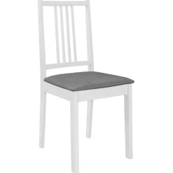Stoelen*vidaXL Eetkamerstoelen met kussens 4 st massief hout wit Wit en grijs