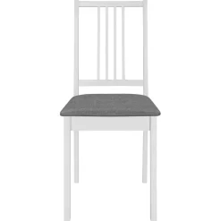 Stoelen*vidaXL Eetkamerstoelen met kussens 4 st massief hout wit Wit en grijs