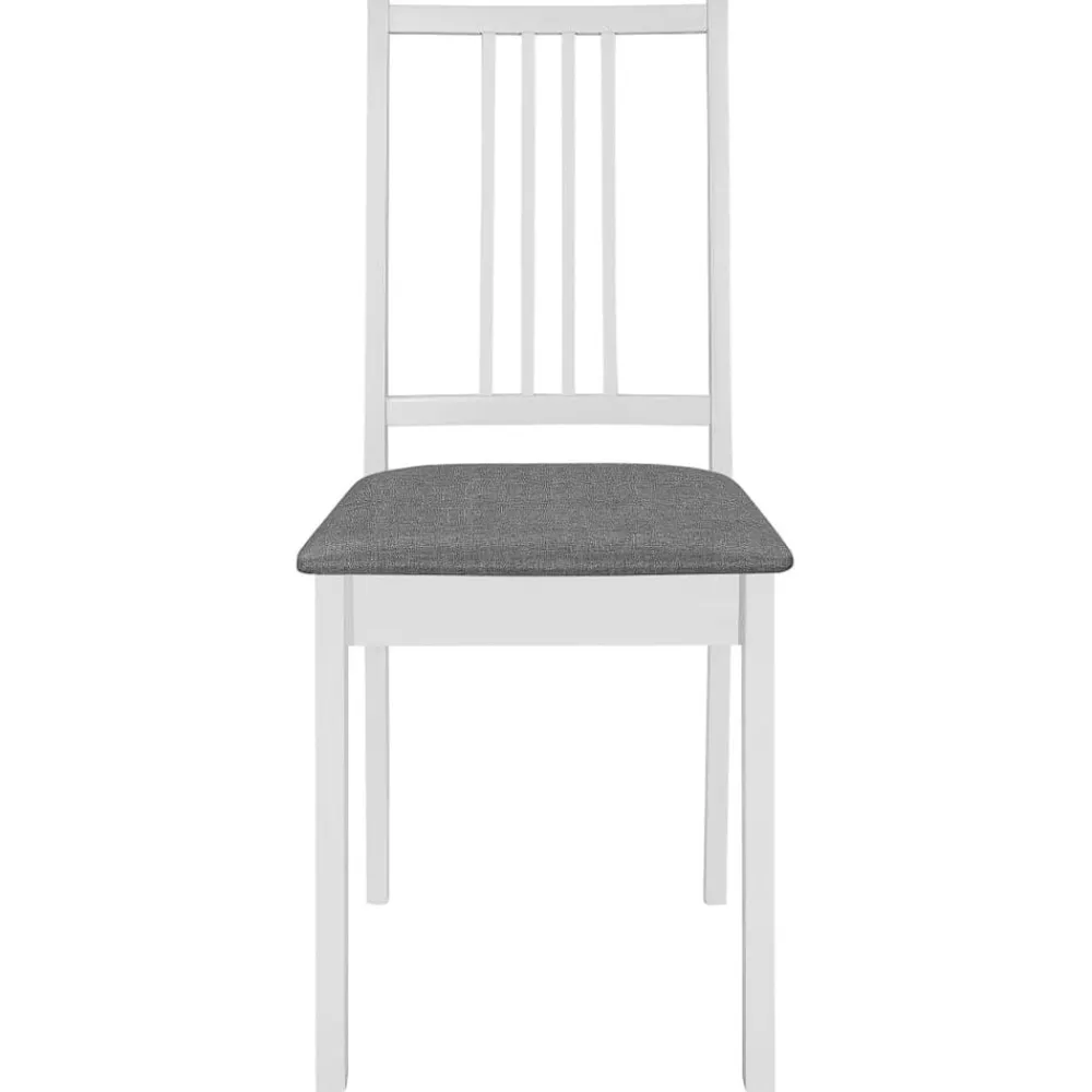 Stoelen*vidaXL Eetkamerstoelen met kussens 4 st massief hout wit Wit en grijs