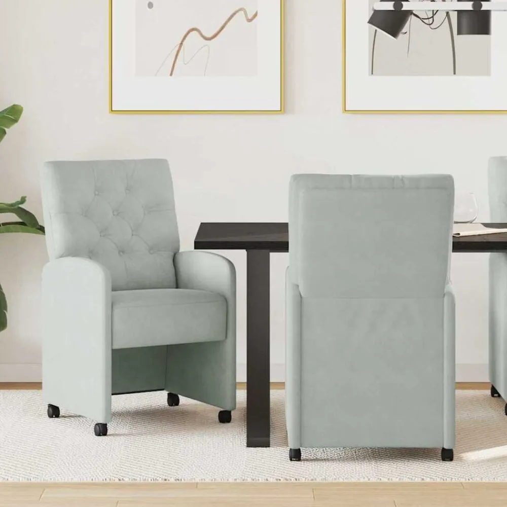 Stoelen*vidaXL Eetkamerstoelen met Wieltjes 2 pcs 58 x 67 x 97 cm Lichtgrijs