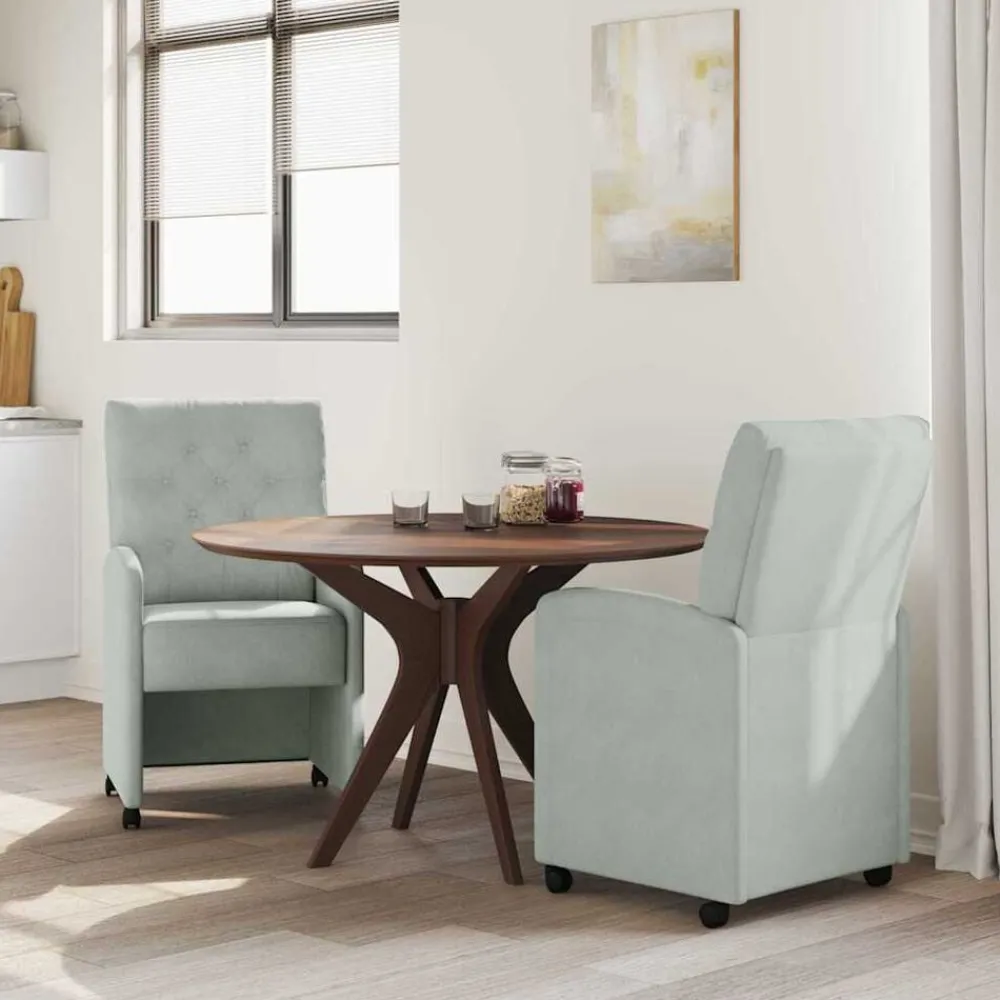 Stoelen*vidaXL Eetkamerstoelen met Wieltjes 2 pcs 58 x 67 x 97 cm Lichtgrijs