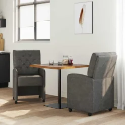 Stoelen*vidaXL Eetkamerstoelen met Wieltjes 2 pcs 58 x 67 x 97 cm Zwart