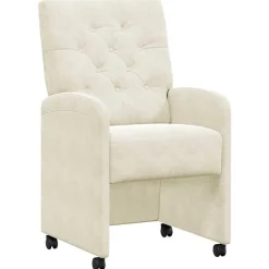 Stoelen*vidaXL Eetkamerstoelen met Wieltjes 2 pcs Crème 58 x 67 x 97 cm Cr&egrave;me