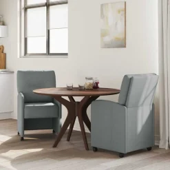 Stoelen*vidaXL Eetkamerstoelen met Wieltjes 2 pcs 57 x 67 x 95 cm Lichtgrijs