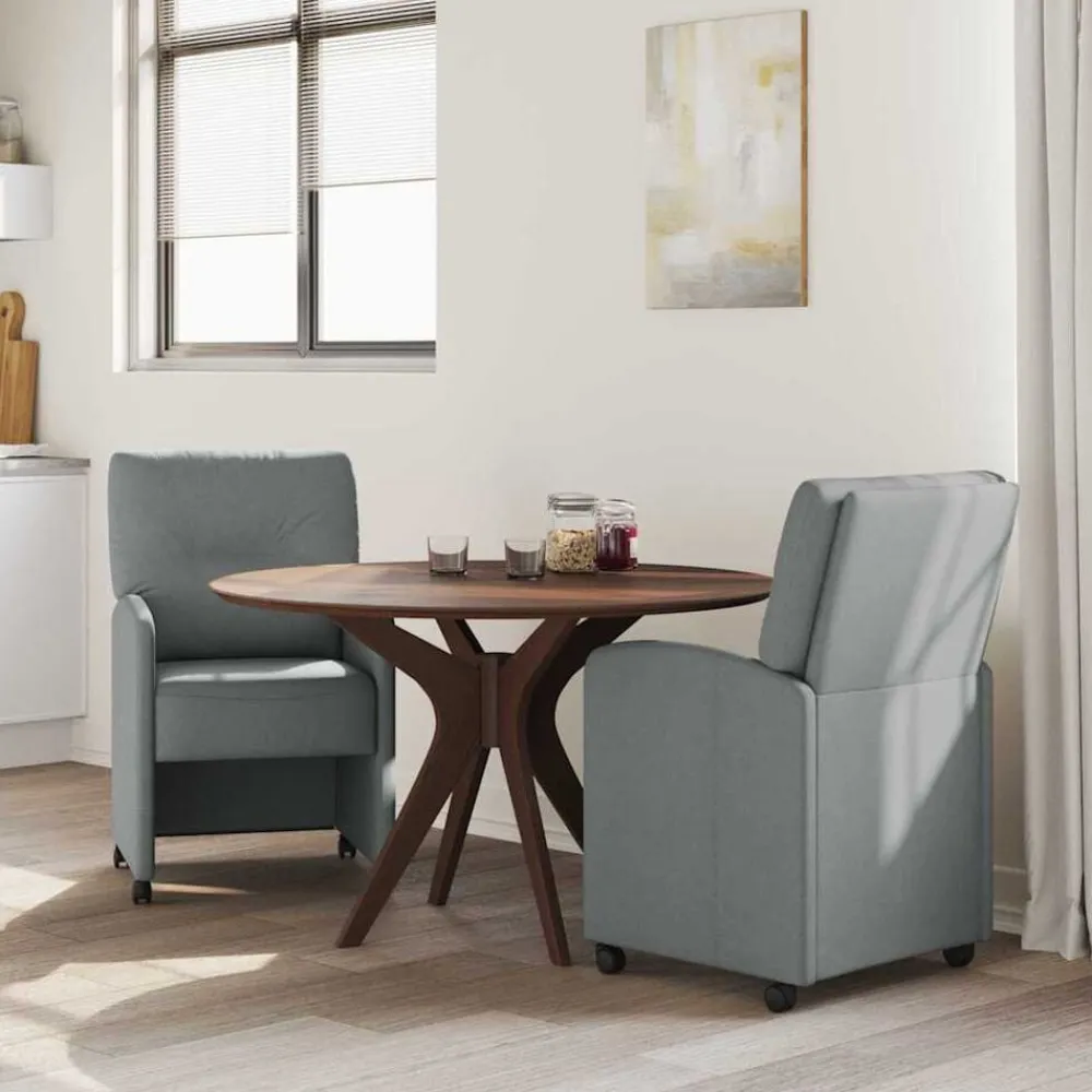 Stoelen*vidaXL Eetkamerstoelen met Wieltjes 2 pcs 57 x 67 x 95 cm Lichtgrijs