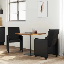 Stoelen*vidaXL Eetkamerstoelen met Wieltjes 2 pcs 57 x 66 x 94 cm Zwart