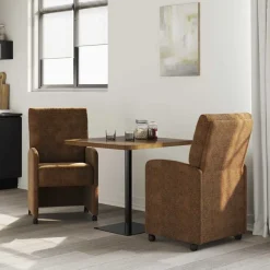 Stoelen*vidaXL Eetkamerstoelen met Wieltjes 2 pcs 58 x 67 x 97 cm Bruin