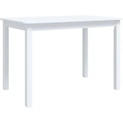 Tafels*vidaXL Eettafel 114x71x75 cm massief rubberwood Wit