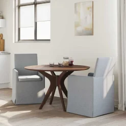 Stoelen*vidaXL Eettafelstoelen 2 pcs 57 x 67 x 95 cm Stof Lichtgrijs