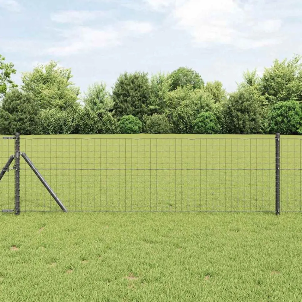 Tuinafscheidingen*vidaXL Euro Hek 0,4 x 10 m PVC-gecoat ijzer Grijs