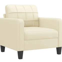 Fauteuil 60 cm kunstleer crèmekleurig>vidaXL Discount