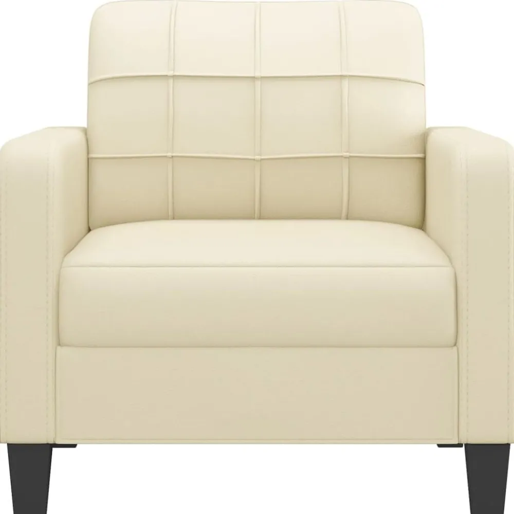 Fauteuil 60 cm kunstleer crèmekleurig>vidaXL Discount