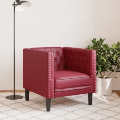 Fauteuil Chesterfield-stijl kunstleer rood><noscript><img width=