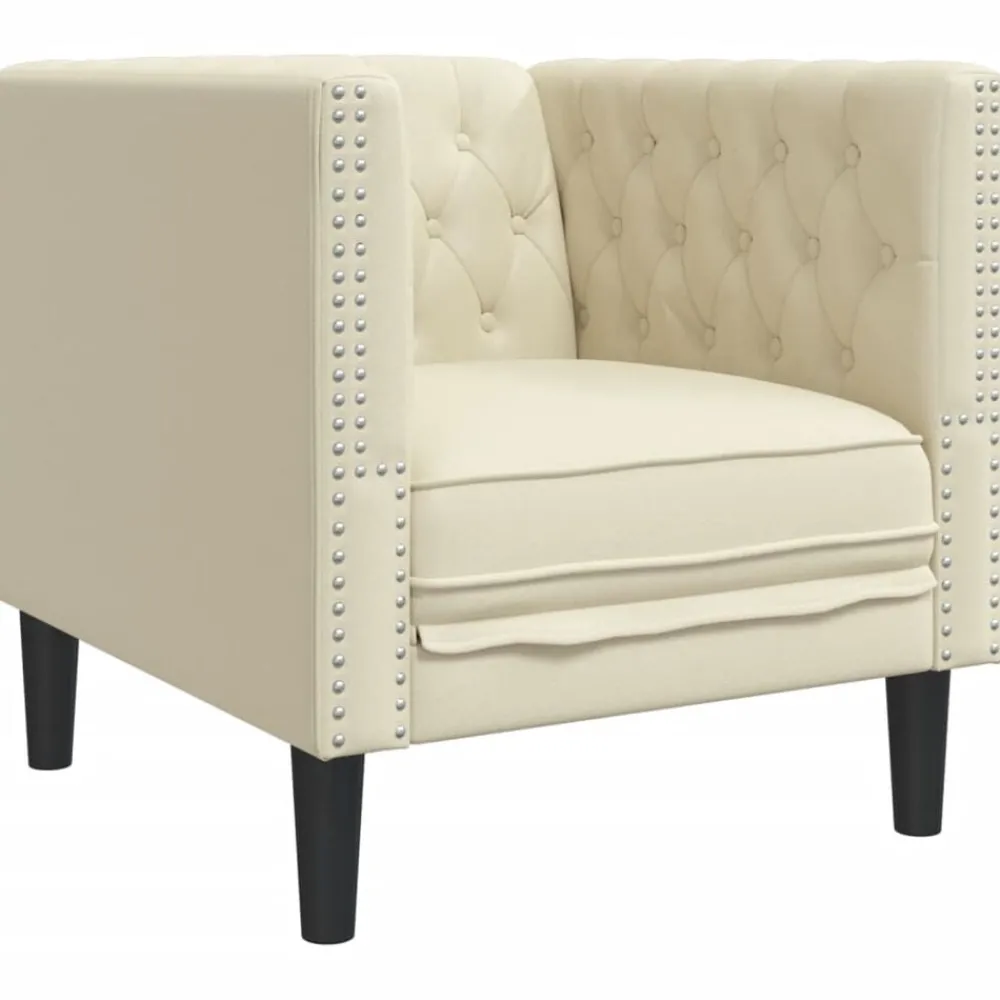 Banken*vidaXL Fauteuil Chesterfield-stijl kunstleer crèmekleurig Crème