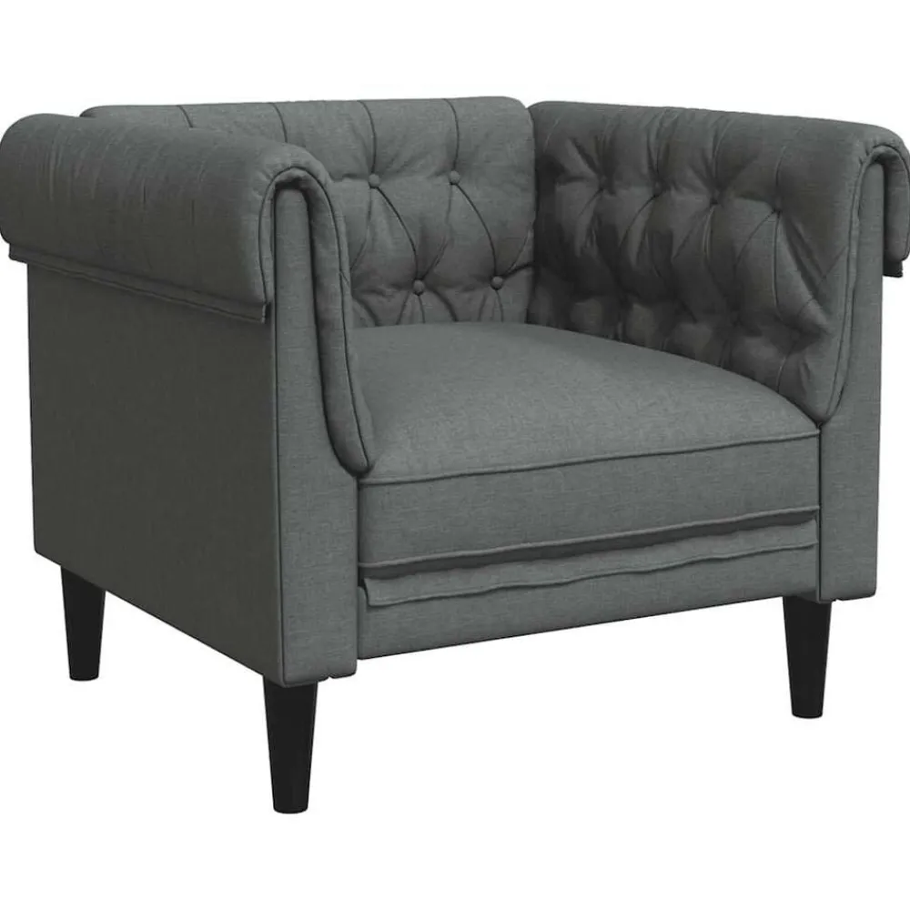 Banken*vidaXL Fauteuil Chesterfield-stijl stof Donkergrijs