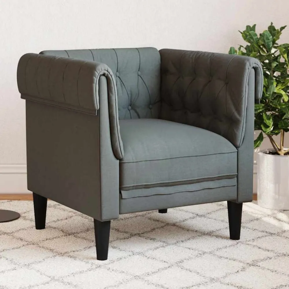 Banken*vidaXL Fauteuil Chesterfield-stijl stof Donkergrijs