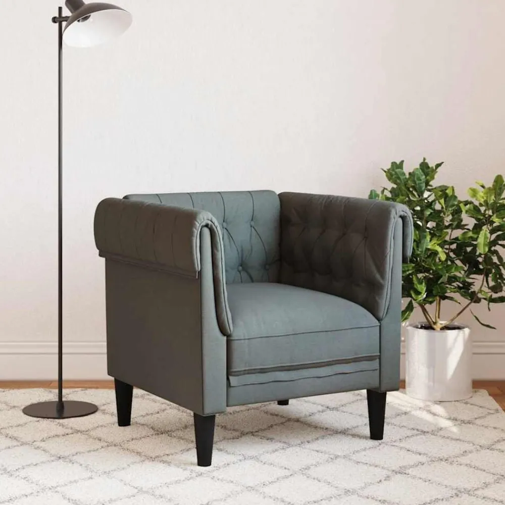 Banken*vidaXL Fauteuil Chesterfield-stijl stof Donkergrijs