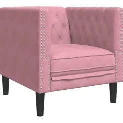 Banken*vidaXL Fauteuil Chesterfield-stijl fluweel Roze