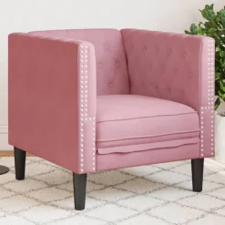 Banken*vidaXL Fauteuil Chesterfield-stijl fluweel Roze